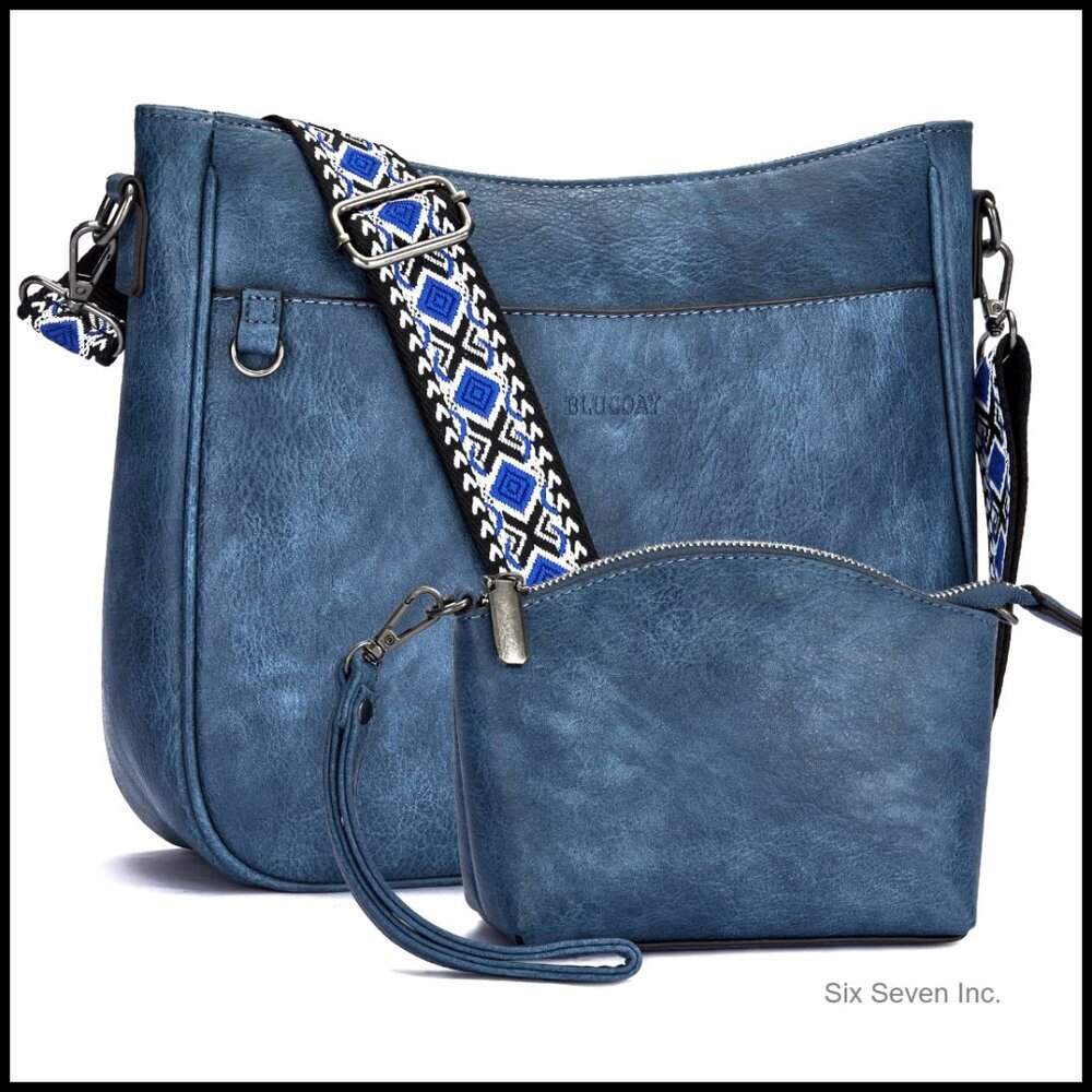 Vegan Leather Crossbody Hobo Bag Set With Adjustable Straps Chic Minimal